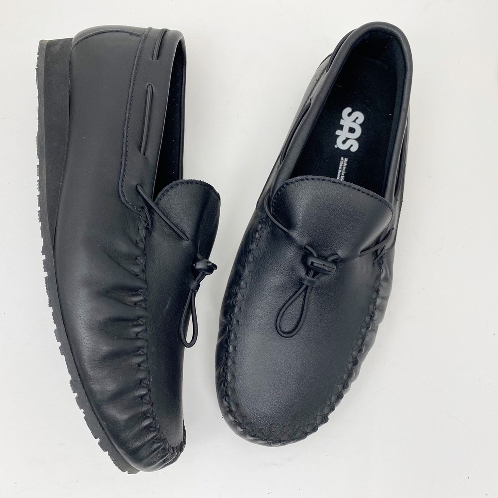 SAS Running Late-X Black Leather Bungee Slip On Loafer Moccasins Flat Womens‎ 9W